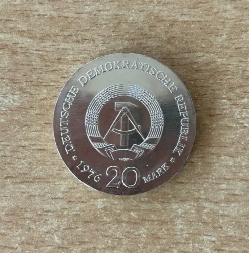DDR 20 Mark 1976 Wilhelm Liebknecht Silber stgl.