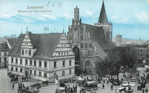 AK Sommerfeld Rathaus Stadt-Pfarrkirche Ostbrandenburg 1913 ungelaufen Postkarte