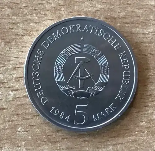 DDR Münze, 5 Mark 1984 Altes Rathaus Leipzig