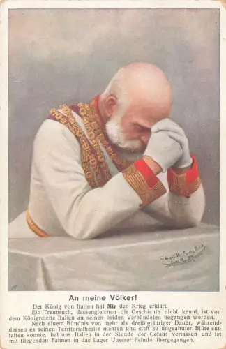 AK 1.WK Spruchkarte An meine Völker Franz Joseph ungelaufen Patriotika Postkarte