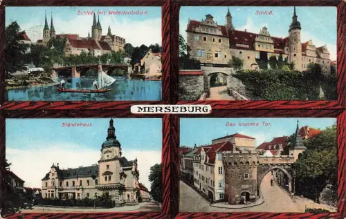 AK Merseburg Schloss Waterloobrücke Tor Sachsen-Anhalt 1915 Postkarte