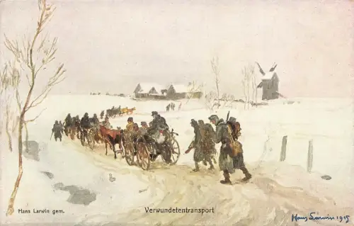 AK 1.WK Verwundetentransport Soldaten Rotkreuz ungelaufen Patriotika Postkarte