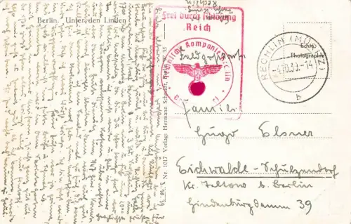 AK Berlin unter den Linden Fahrräder Berlin 1939 gelaufen Postkarte