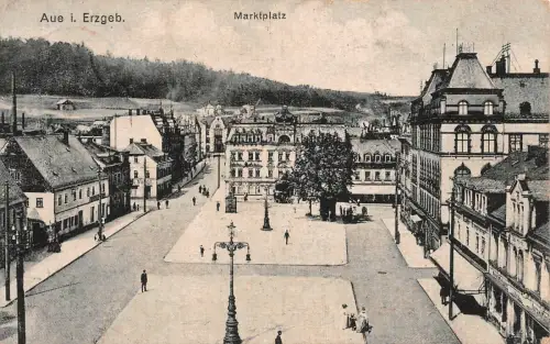 Marktplatz Aue Erzgebirge Sachsen Postkarte AK 1923