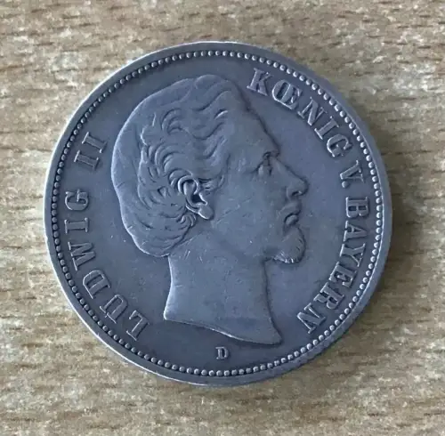 5 Mark Ludwig II Bayern 1875 D Kaiserreich Silber