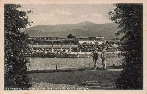 AK Bad Warmbrunnen Strandbad Schneekoppe Schlesien ungelaufen Postkarte