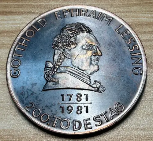 200. Todestag Lessing, Kamenz Kulturbund Numismatik DDR Medaille 1781-1981