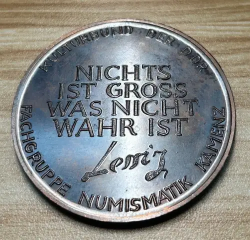 200. Todestag Lessing, Kamenz Kulturbund Numismatik DDR Medaille 1781-1981
