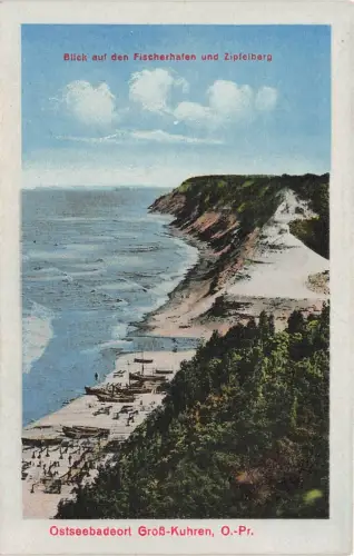 AK Groß Kuhren Primorje Fischerhafen Zipfelberg Ostpreussen ungelaufen Postkarte