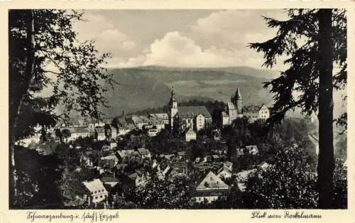 AK Schwarzenberg Stadtansicht Kirche Sachsen Erzgebirge 1940 gelaufen Postkarte