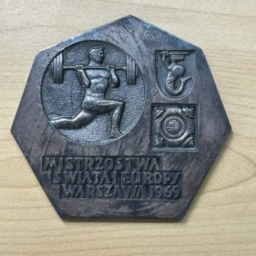 Medaille Erinnerung an Welt- und Europameisterschaft Warschau 1969, Gewichtheben