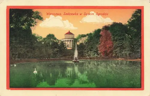 AK Warschau Teich Sächsischer Garten Polen 1926 ungelaufen Postkarte