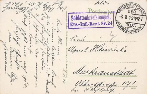 Blick auf Bahnhof und Lützelburg Bayern Postkarte AK 1916