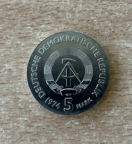 DDR Münze 5 Mark 1974 Philipp Reis