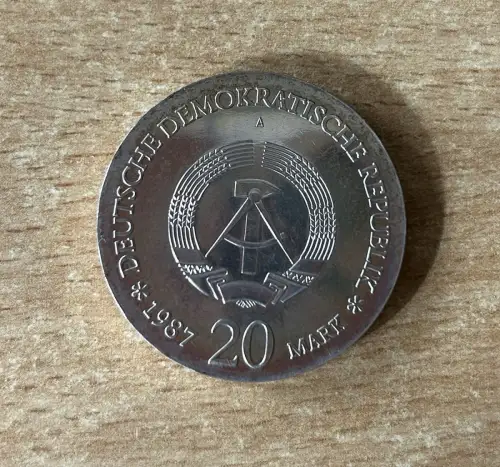 DDR 20 Mark 750 Jahre Berlin Historisches Stadtsiegel 1987 Silber