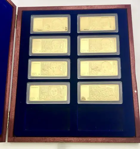 BRD 2016 DM Banknoten Barren Vergoldet Komplettset PP