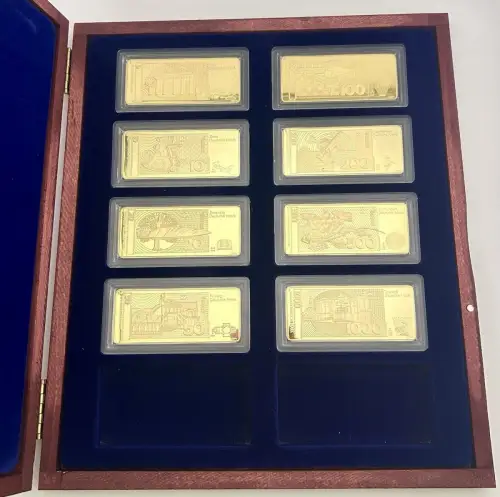 BRD 2016 DM Banknoten Barren Vergoldet Komplettset PP