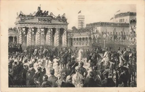 AK Berlin Brandenburger Tor Einzug Truppen Militärparade Berlin 1911 Postkarte