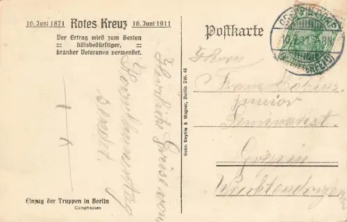 AK Berlin Brandenburger Tor Einzug Truppen Militärparade Berlin 1911 Postkarte