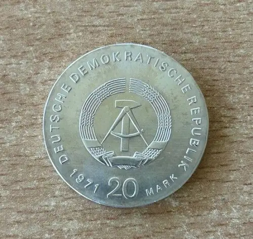 DDR Münze 20 Mark 1971 Rosa Luxemburg / Karl Liebknecht Silber