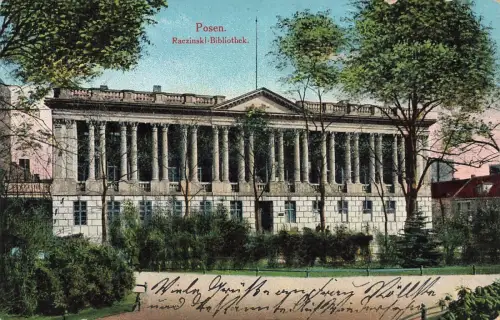 AK Posen Raczinski-Bibliothek Posen 1915 gelaufen Postkarte