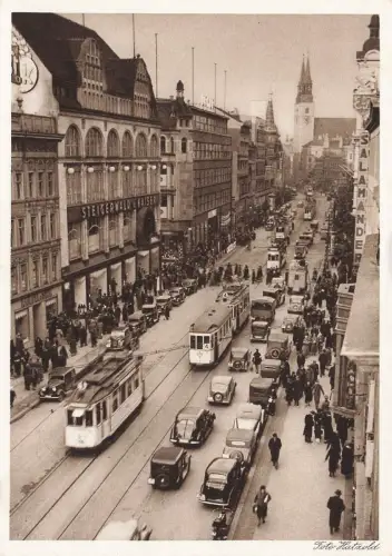 AK Magdeburg Breiter Weg Straßenbahn PKW Sachsen-Anhalt ungelaufen Postkarte
