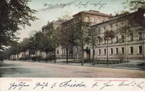 AK Chemnitz Königliche Gewerbeakademie Sachsen 1905 gelaufen Postkarte