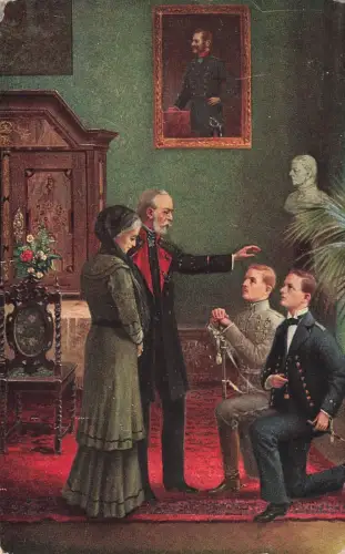 AK 1.WK Abschied vom Elternhaus R. Elster ungelaufen Patriotika Postkarte