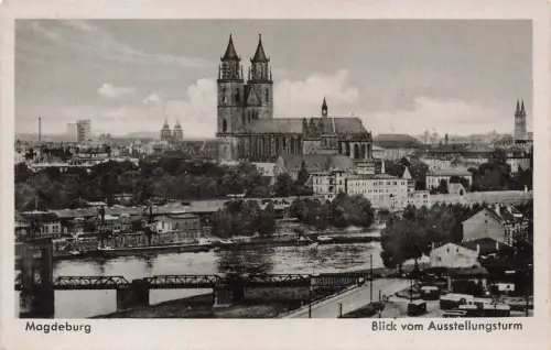AK Magdeburg Dom Brücke Stadtansicht Sachsen-Anhalt ungelaufen Postkarte