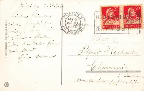 AK Zürich Stadtansicht Kirche Schweiz 1930 gelaufen Postkarte