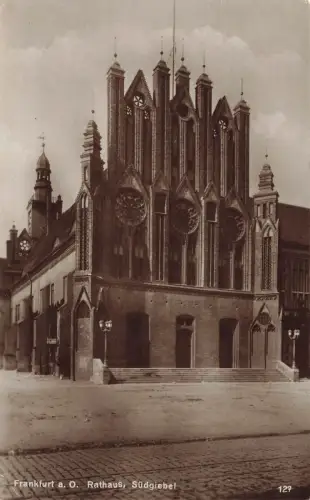 Blick auf Rathaus Südgiebel in Frankfurt Oder Brandenburg Postkarte AK