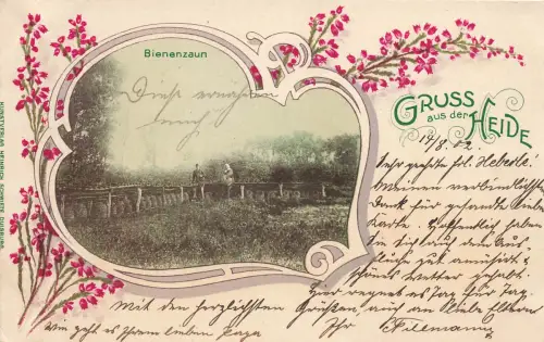 AK Celle Gruß Bienenzaun Niedersachsen 1902 gelaufen Postkarte Litho