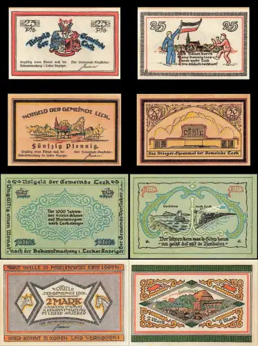 4 x Notgeld, LECK Gemeinde