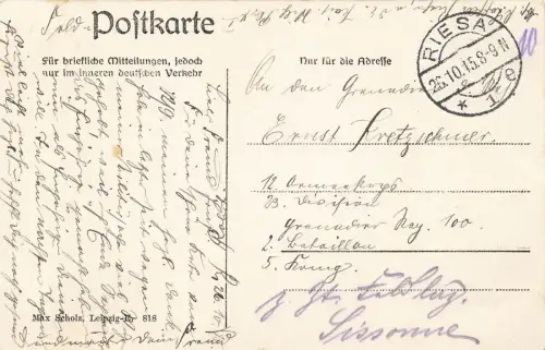 AK Mittweida Markt Konsum Schuhfabrik Passage Sachsen 1915 gelaufen Postkarte