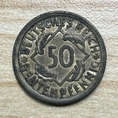 50 Rentenpfennig 1924 F, Jäger 310, Schön, Weimarer Republik