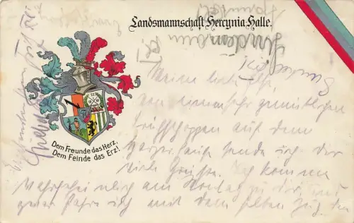 Studentika Landsmannschaft Hercynia-Halle Sachsen-Anhalt Postkarte AK 1922