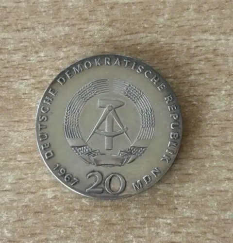 DDR 20 Mark 1967 Wilhelm von Humboldt Silber Gedenkmünze