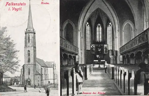 AK Falkenstein Kirche Sachsen Vogtland 1931 gelaufen Postkarte