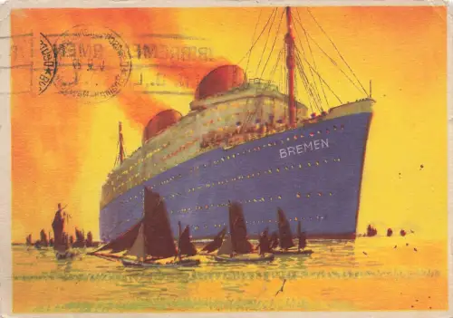 AK Vierschrauben Schnelldampfer Bremen Norddeutscher Lloyd Bremen 1929 gelaufen
