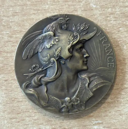 Bronze Medaille Marianne D'AMUNDSEN et de GUILBAUD 1928 Frankreich