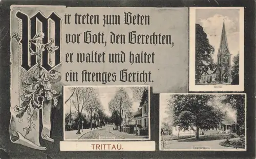 AK Trittau Poststraße Kirche Oberförsterei Schleswig-Holstein 1918 Postkarte