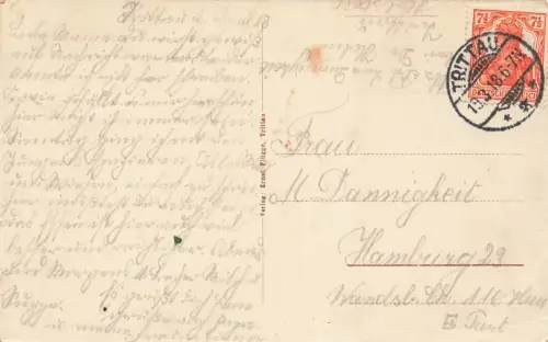 AK Trittau Poststraße Kirche Oberförsterei Schleswig-Holstein 1918 Postkarte