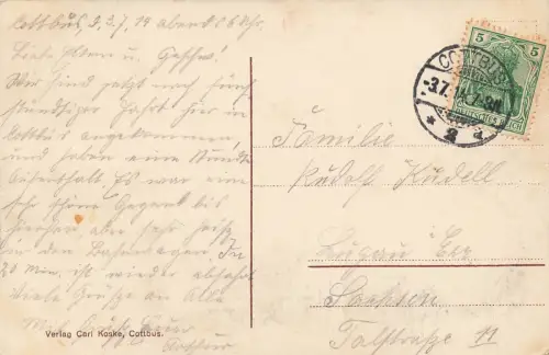 Partie am Schloss in Cottbus Brandenburg Postkarte AK 1914