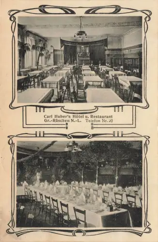 AK Groß Räschen Carl Hubers Hotel Restaurant Brandenburg 1913 gelaufen Postkarte