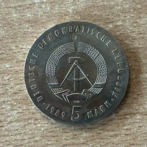 5 Mark DDR 1989 Carl von Ossietzky Gedenkmünze Stempelglanz