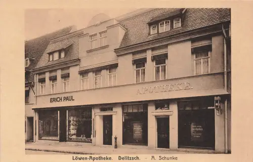 AK Delitzsch Löwen-Apotheke A. Schunke Postkarte