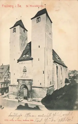 AK Freiberg St Nicolaikirche Sachsen 1906 gelaufen Postkarte