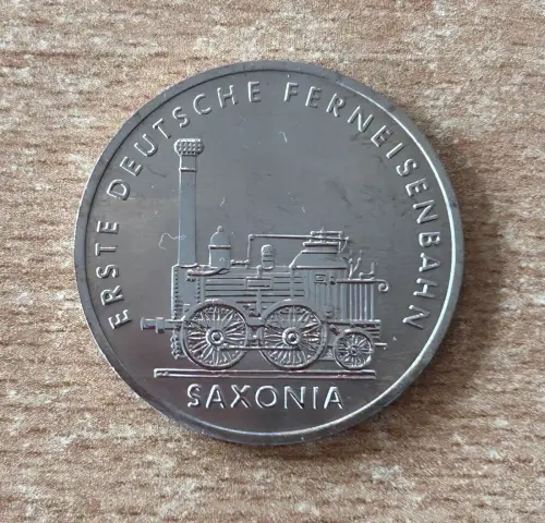DDR 5 Mark 1988 Ferneisenbahn Saxonia Eisenbahn Zug Gedenkmünze