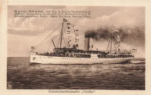 AK Salonschnelldampfer Hertha Stettiner Dampfschiff Gesellschaft ungelaufen