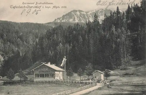 Blick auf Restaurant Breitachklamm im Oberstdorf Bayern Postkarte AK 1905
